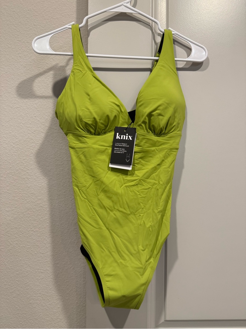 Knix Leakproof Deep V One Piece Swimsuit - Lime Green